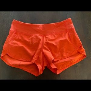 Lululemon Orange Speed shorts size 4